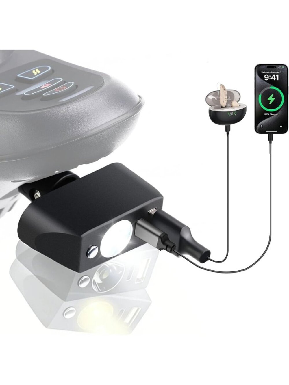 High-Brightness Adjustable LED Headlight for Electric Wheelchair - Night Travel